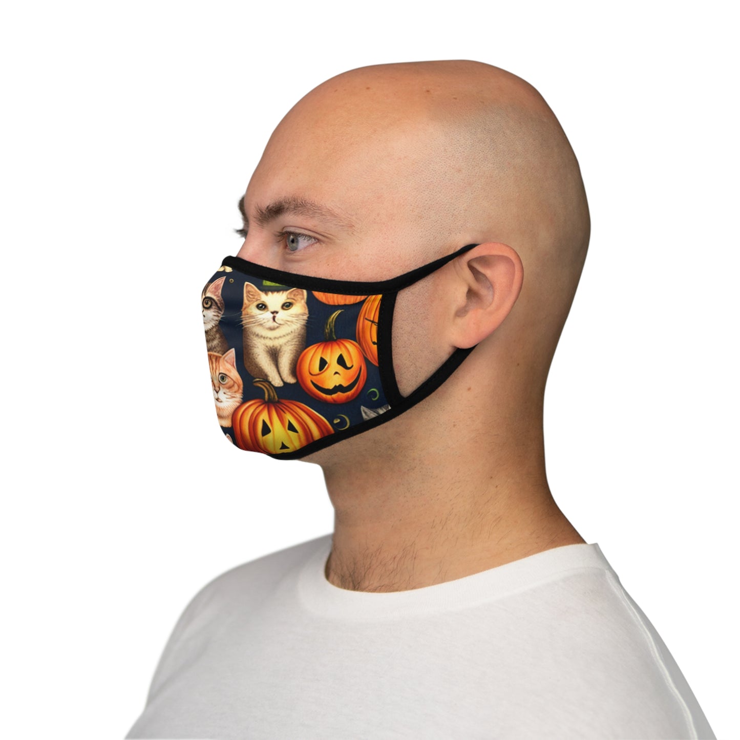 Fitted Cat Pumpkin Polyester Face Mask