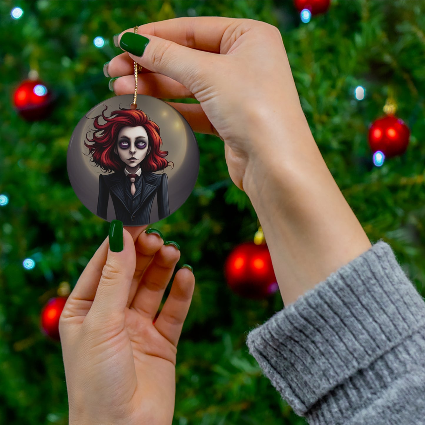 Goth/Vampire Girl Ceramic Ornament