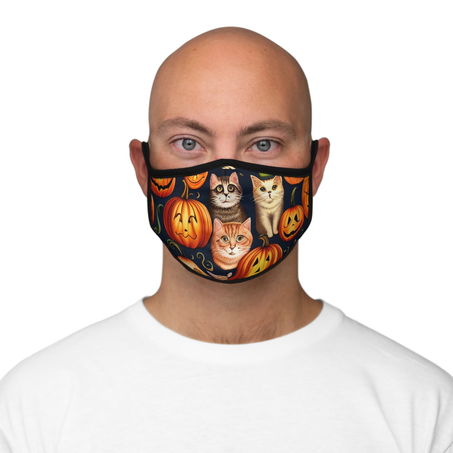 Fitted Cat Pumpkin Polyester Face Mask