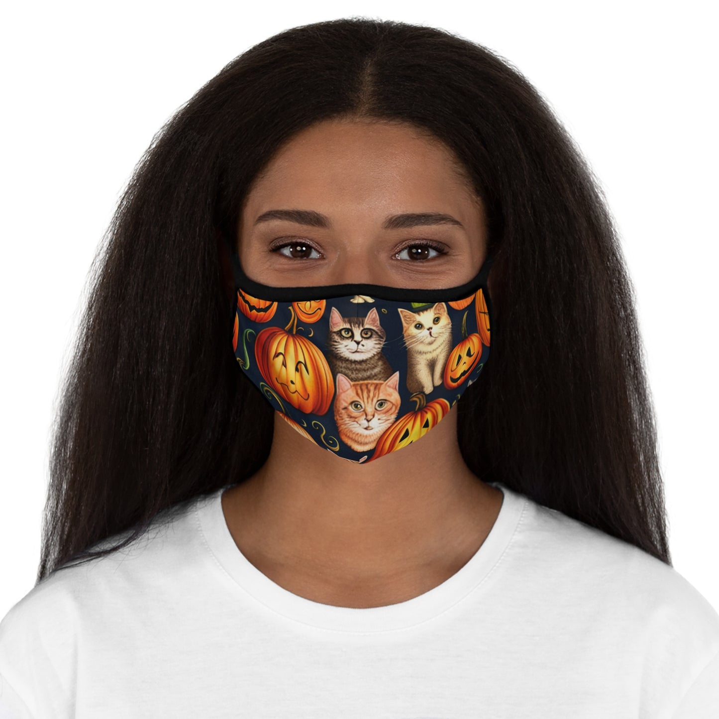 Fitted Cat Pumpkin Polyester Face Mask