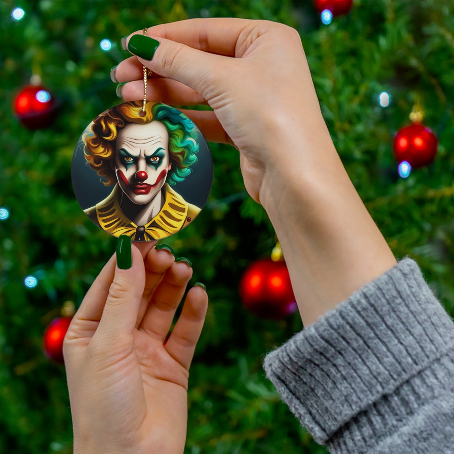 Creepy Clown Ceramic Ornament