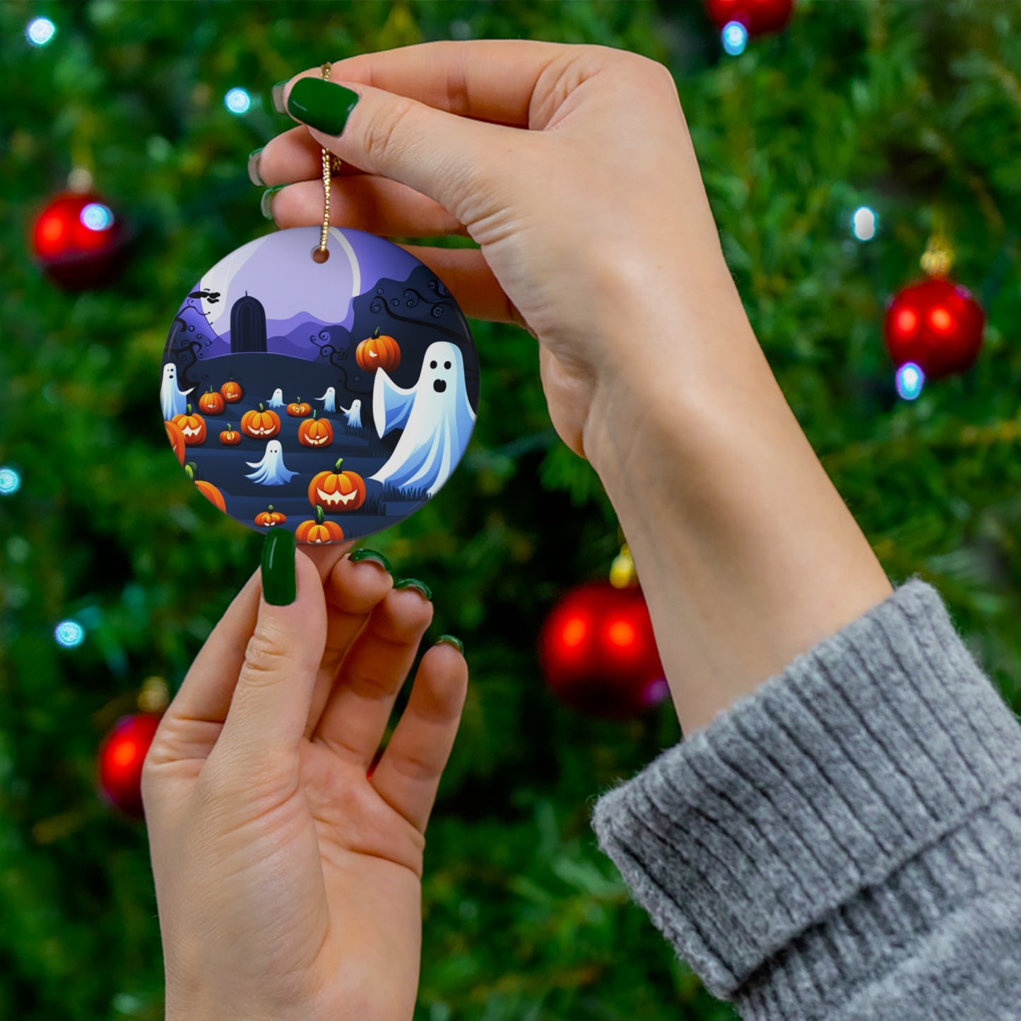 Halloween Ghost Ceramic Ornament