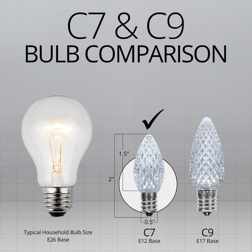 C7 Cool White OptiCore LED Bulbs - 25 pack