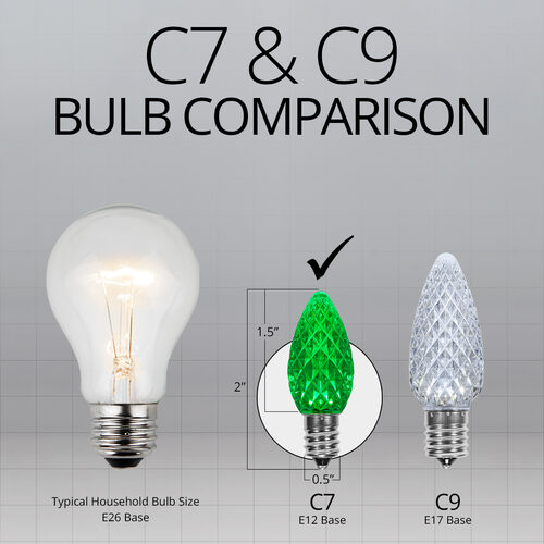 C7 Green Kringle Traditions LED Bulbs - 25 Pack