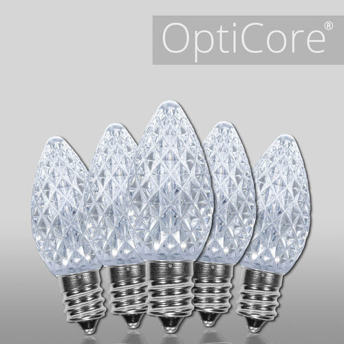 C7 Cool White OptiCore LED Bulbs - 25 pack