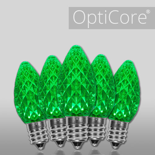 C7 Green OptiCore LED Bulbs - 25 pack