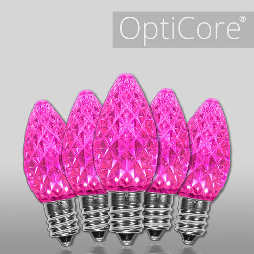 C7 Pink OptiCore LED Bulbs - 25 Pack