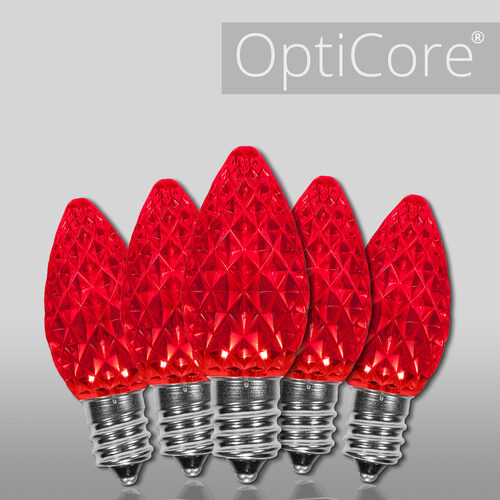 C7 Red OptiCore LED Bulbs - 25 pack
