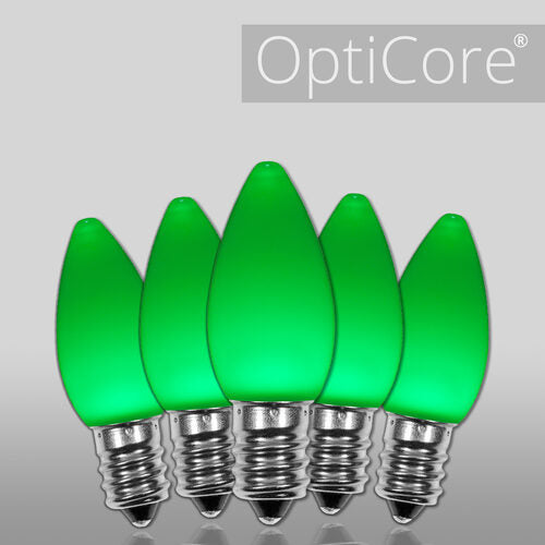 C7 Opaque Green OptiCore LED Bulbs - 25 Pack