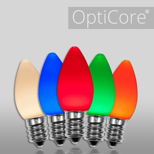 C7 Opaque Multicolor OptiCore LED Bulbs - 25 Pack