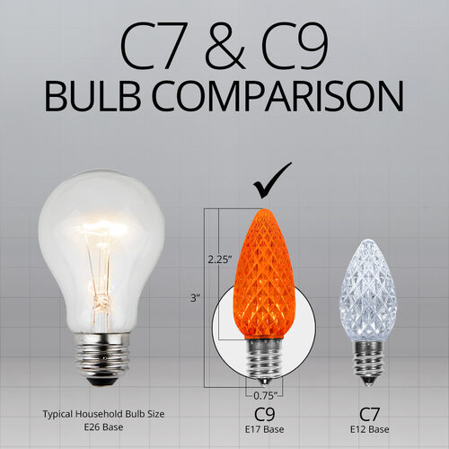 C9 Amber OptiCore LED Bulbs - 25 Pack