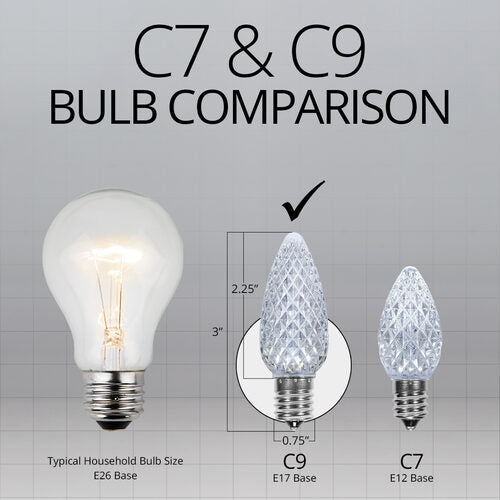 C9 Twinkle Cool White OptiCore LED Bulbs - 25 Pack