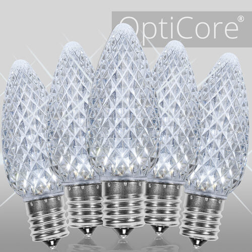 C9 Twinkle Cool White OptiCore LED Bulbs - 25 Pack