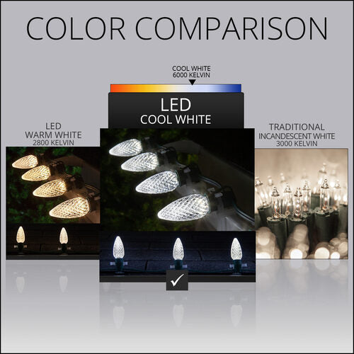 C9 Cool White Kringle Traditions LED Bulbs - 25 Pack