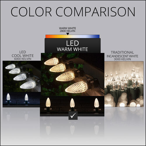 C9 Warm White Kringle Traditions LED Bulbs - 25 Pack