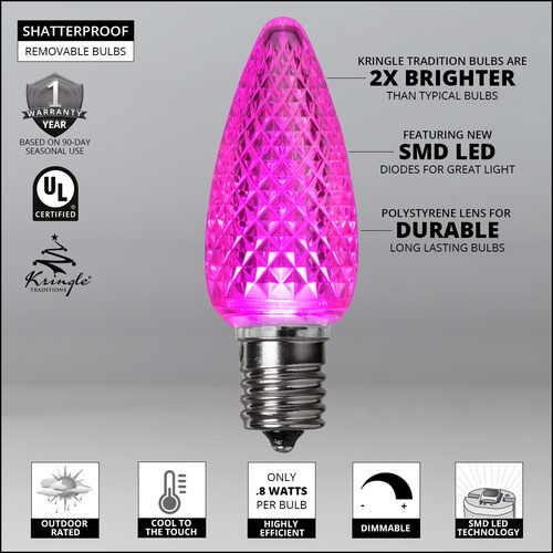 C9 Pink Kringle Traditions LED Bulbs - 25 Pack