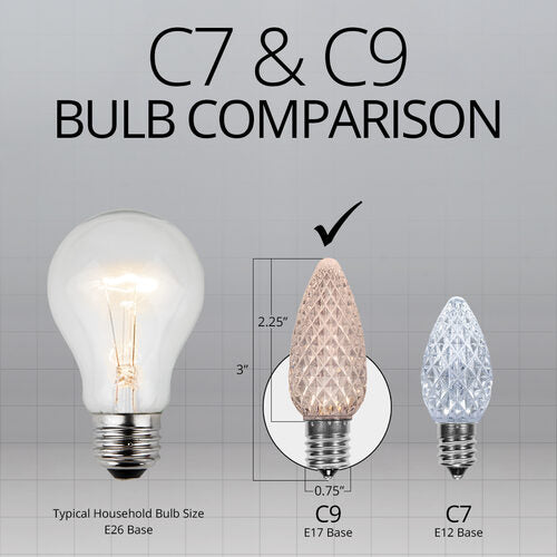 C9 Warm White Kringle Traditions LED Bulbs - 25 Pack