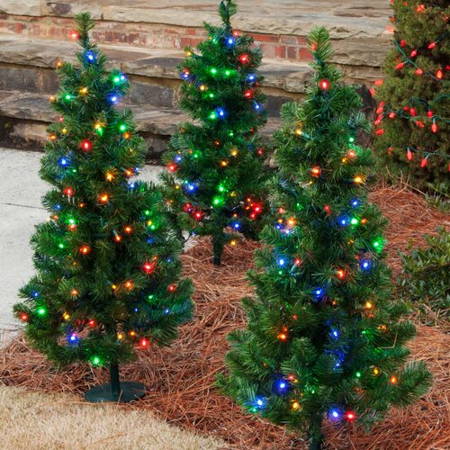 2' Winchester Fir Walkway Tree, Multicolor LED Lights
