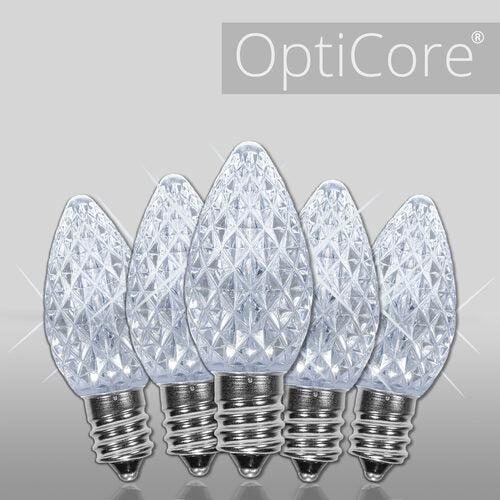 C7 Twinkle Cool White OptiCore LED Bulbs - 25 Pack