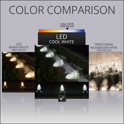 C7 Cool White OptiCore LED Bulbs - 25 pack