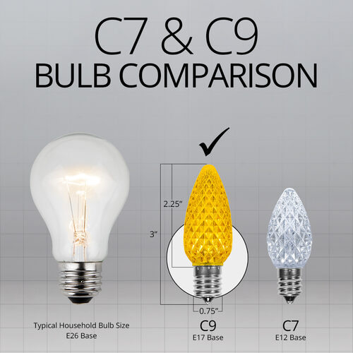 C9 Gold OptiCore LED Bulbs - 25 Pack